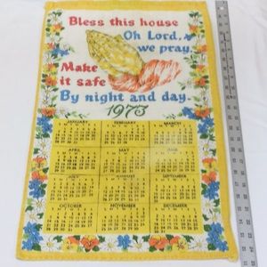 1973 linen kitchen towel calendar